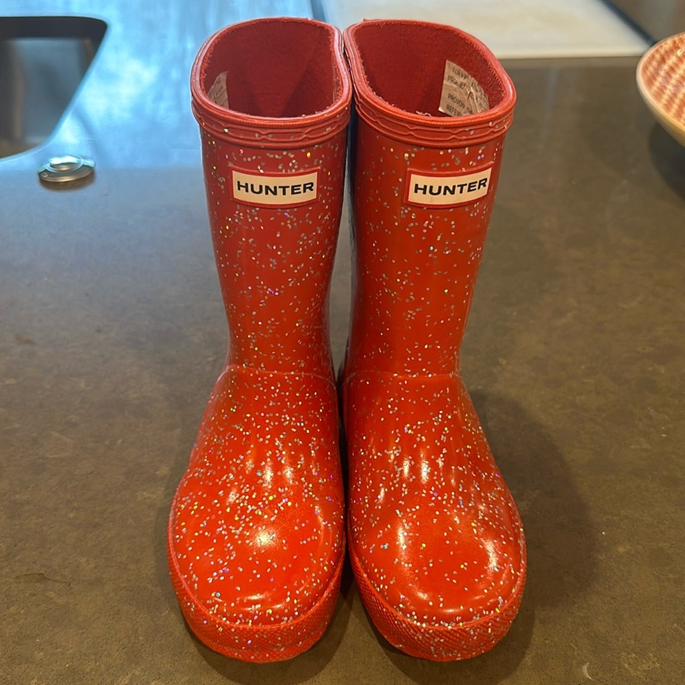 Hunter Unisex-Child Original First Classic Giant Glitter Rain Boot - US 11B/12G